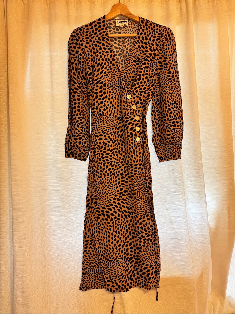 Rouje Gabin Dress, Long Sleeve, Leopard Lippie Print Dress, Fr34/US 00/0/XS